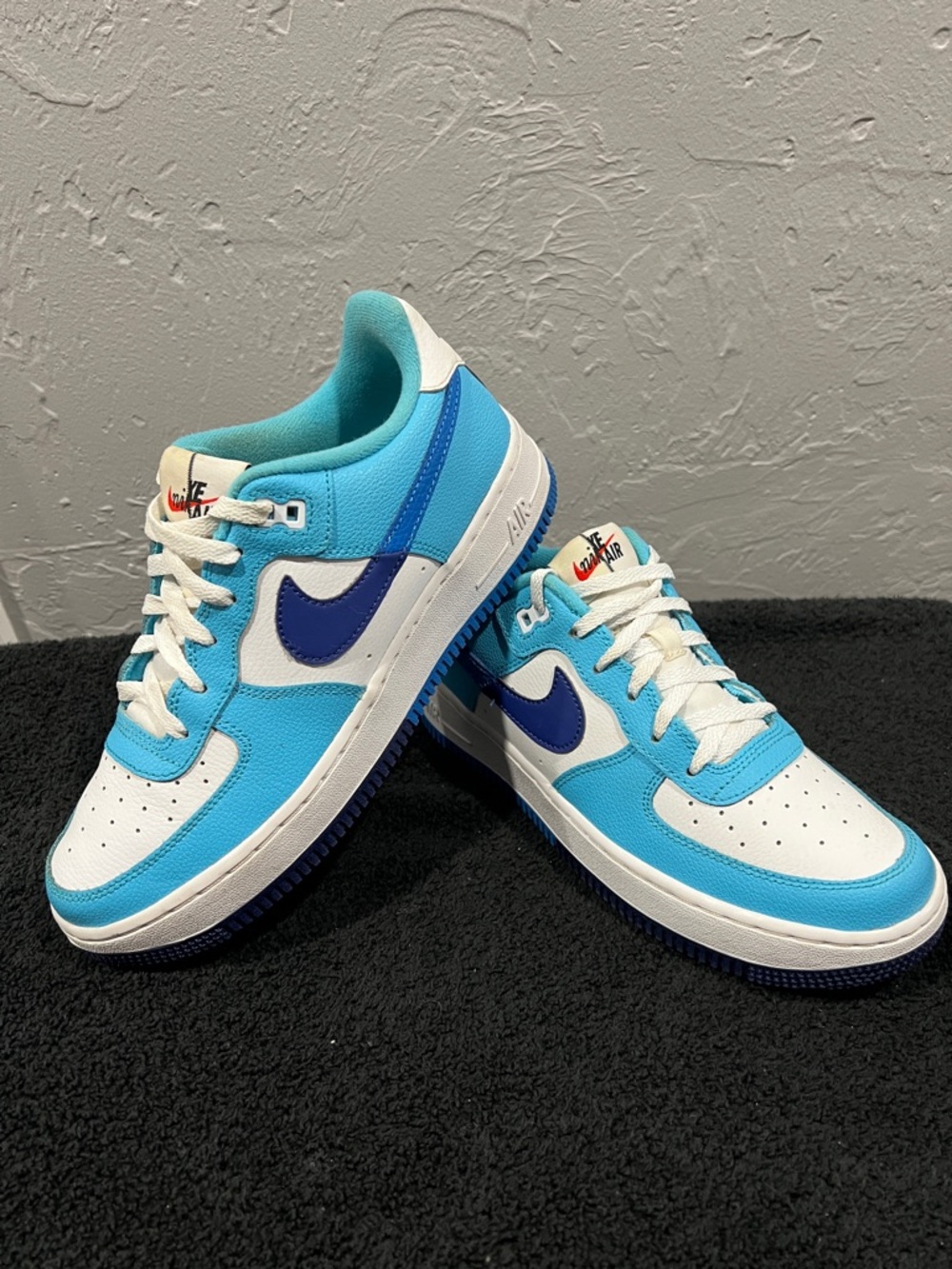 🔥🔥 NIKE AIR FORCE 1 LV8 2 (GS) Shoes Big Kids Size 6.5Y Light Photo Blue - EUC